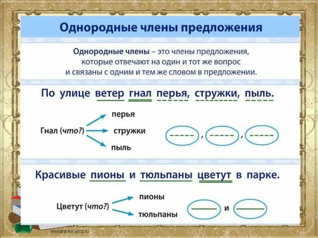 Художественный текст с однородными членами