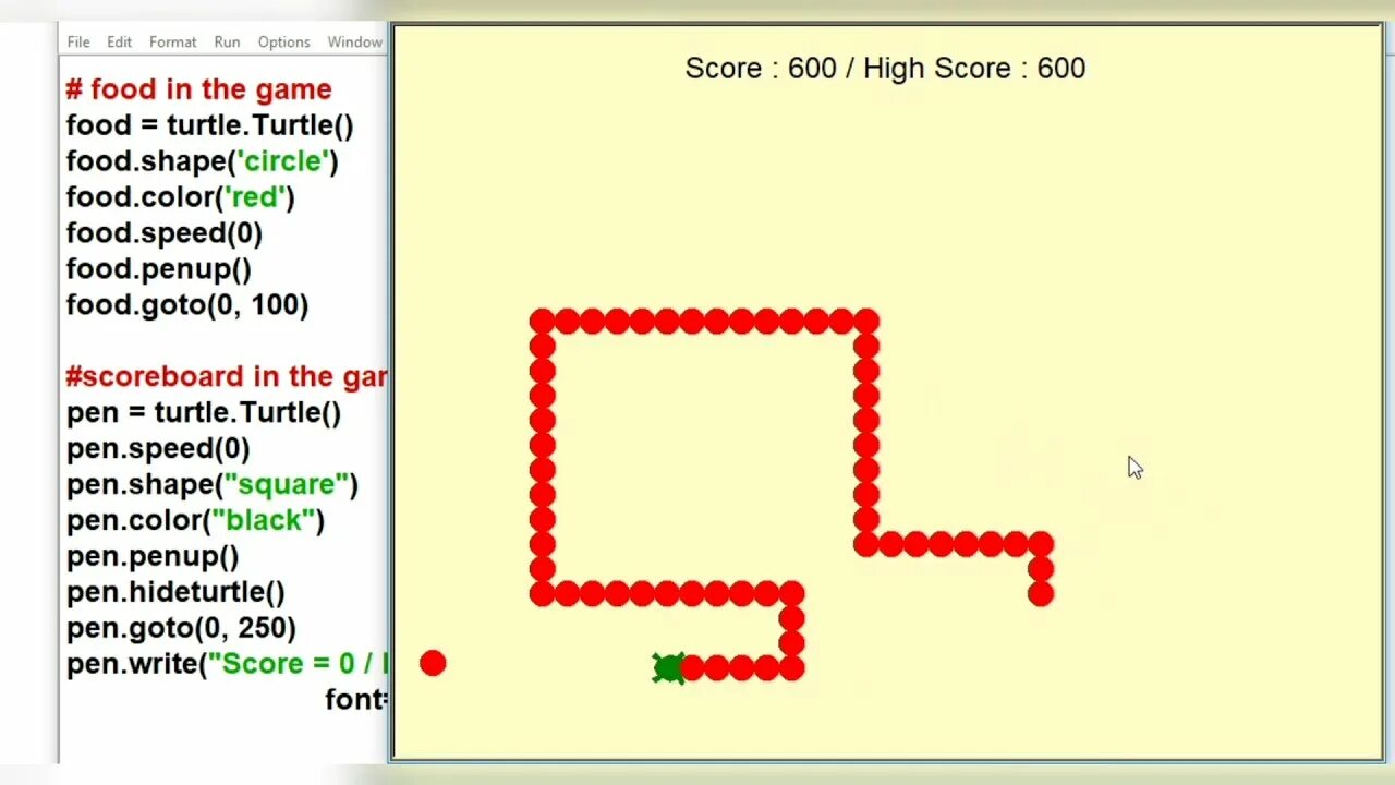 Код змейки на python. Games made on python.