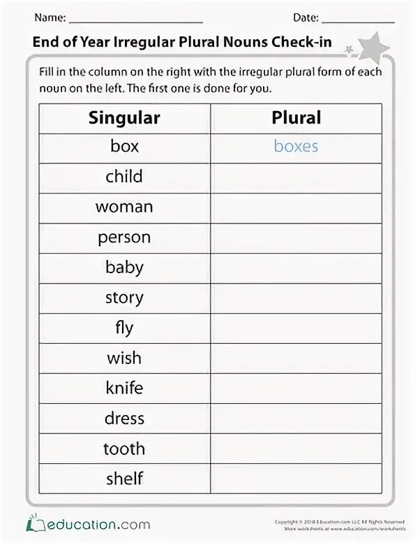 Write the singular of the