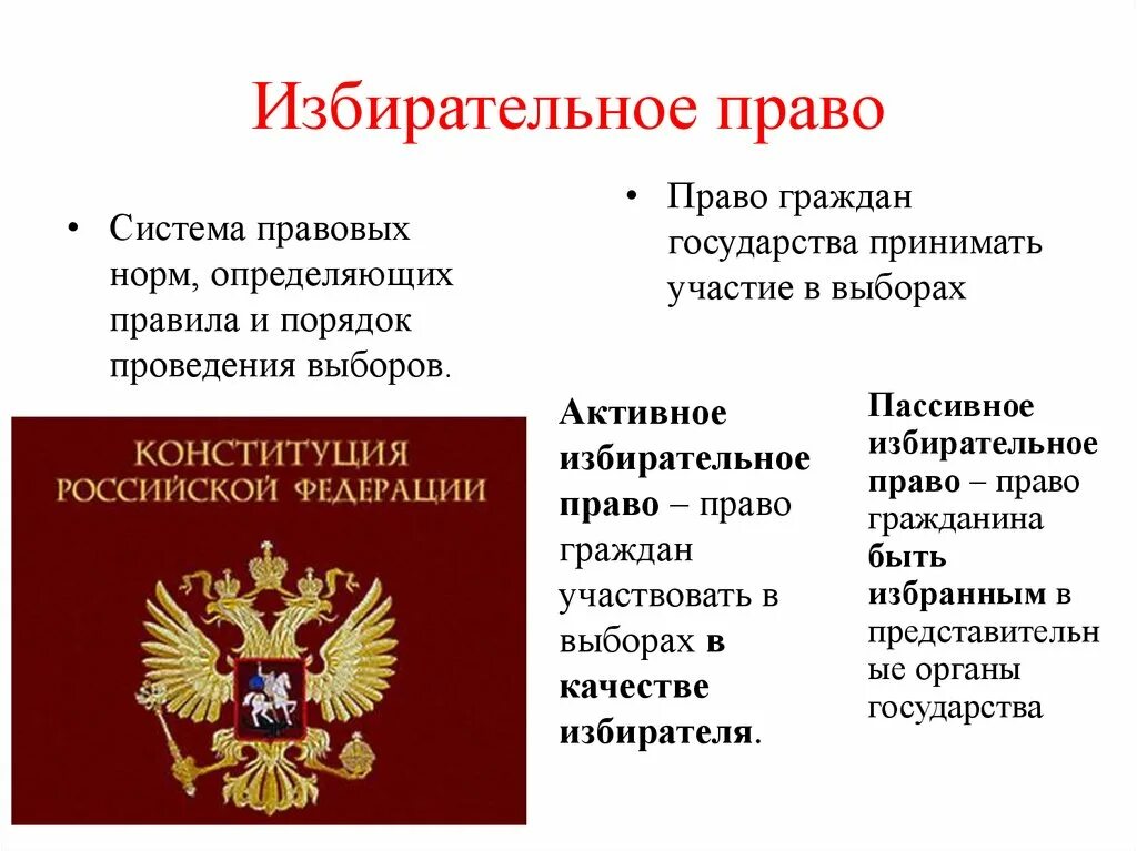 Избирательное право. Избирательное право Российской Федерации. Право на выборы.