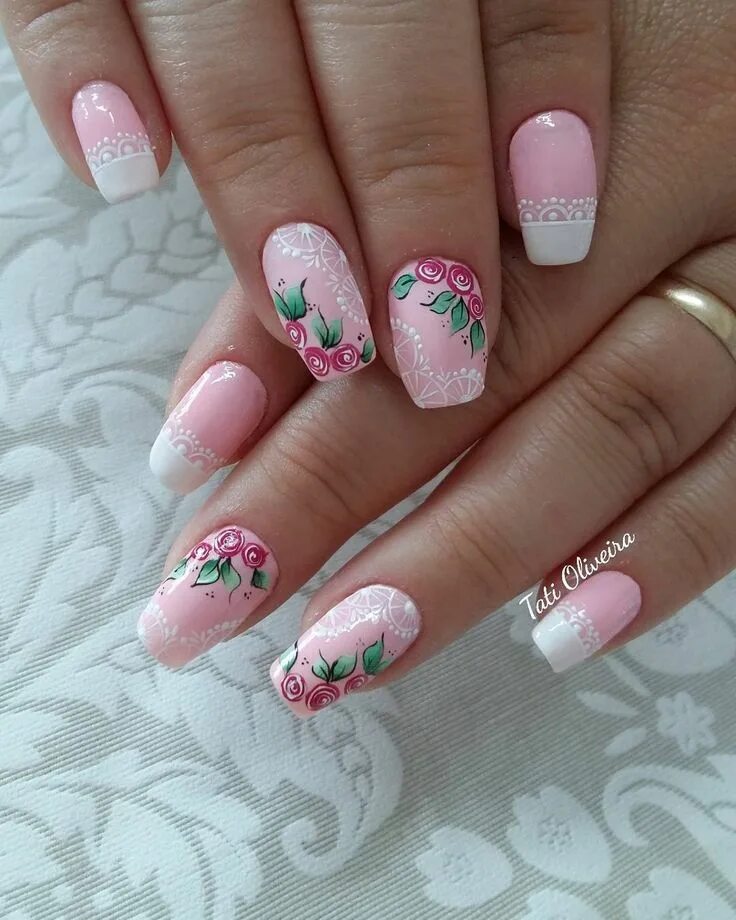Маникюр дизайны розы exeptional french nails ideas burgundy pink flower pattern #burgundynails #nails