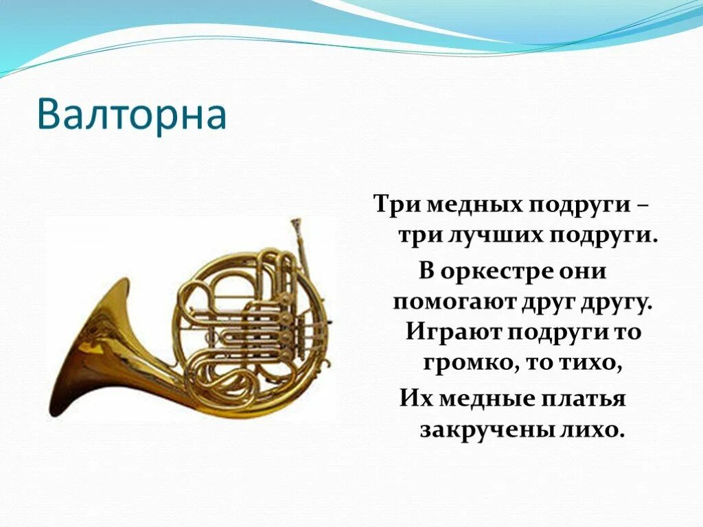 Громко тихо какой инструмент. Валторна духовой музыкальный инструмент презентация. валторна медный духовой инструмент характеристики. валторна краткая информация. валторна краткое описание.