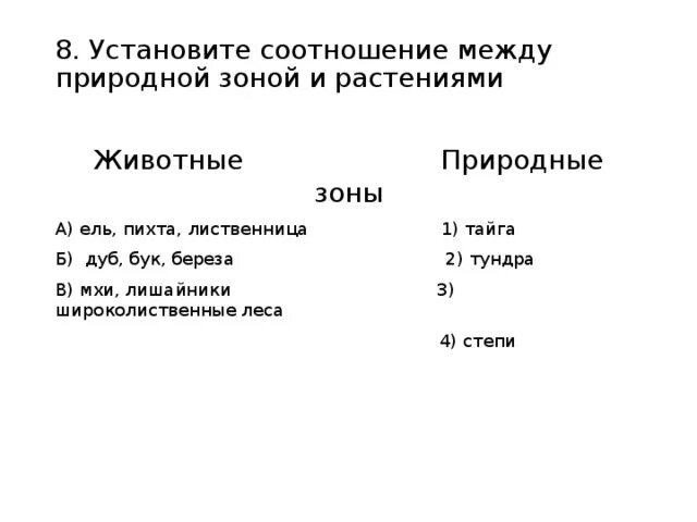 Установите соответствие между природными зонами и географическими. Установите соответствие между природными зонами. Установите соотношение. Установите соответствие между природной зоной и растительностью. Установи соответствие между природными зонами.