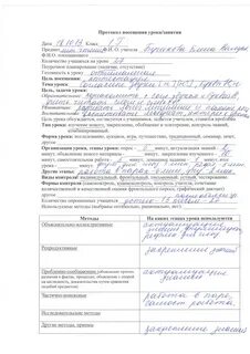Протокол урока в начальной школе