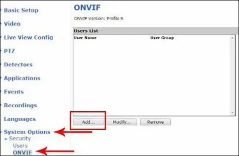 Поддержка протокола onvif