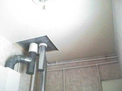 Натяжной потолок на кухню с колонкой