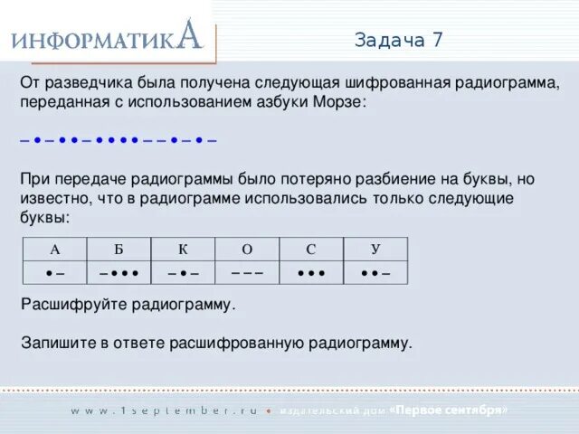 От разведчика была получена следующая радиограмма