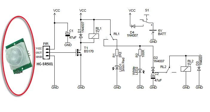 led - PIR sensor not triggering P2N2222 - Electrical Engineering Stack Exchange