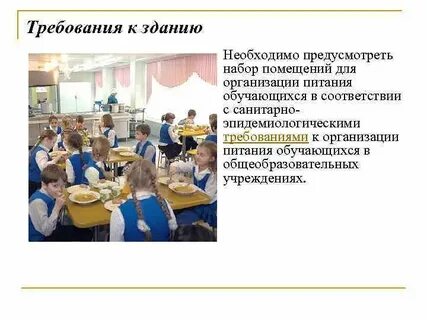 Минимальный набор помещений для организации питания