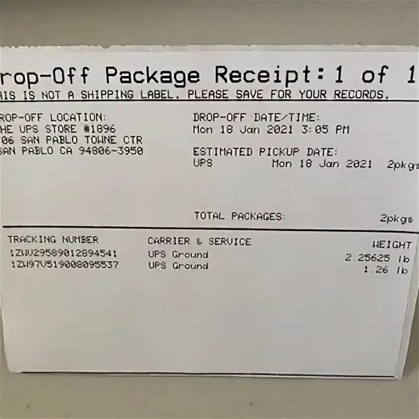 Track shipping package