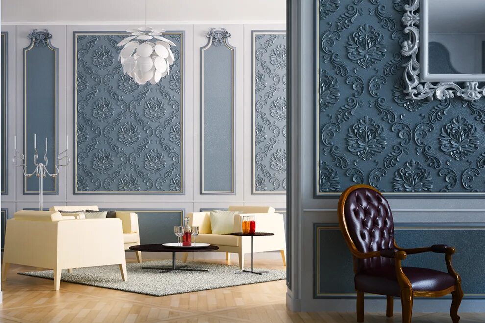 Молдинги в интерьере гостиной. Обойные вставки в интерьере. Стены со вставками. Интерьерный багет в интерьере. Стены со вставками.