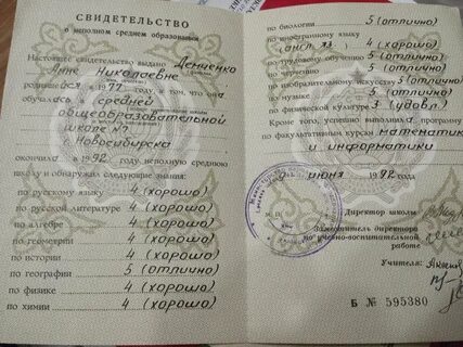 Свидетельство об основном среднем образовании