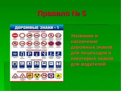 Назначение знаков