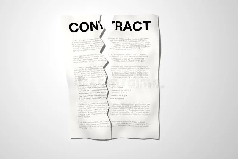 Break contract. Broken contract. tear contract.