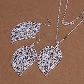 Серьги листики серебро