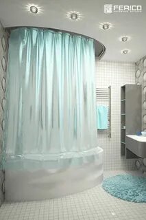 Встроенная штора для ванны в потолок