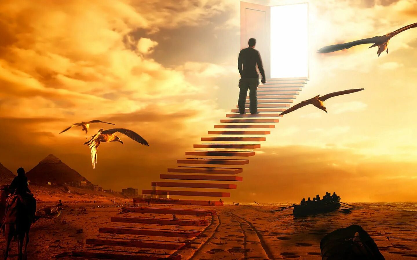 Подняться ввысь. Лестница жизни. Лестница к Богу. Дорога на тот свет. Лестница уходящая в небо.