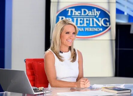 Dana Perino behind the desk in the Fox News studio. 