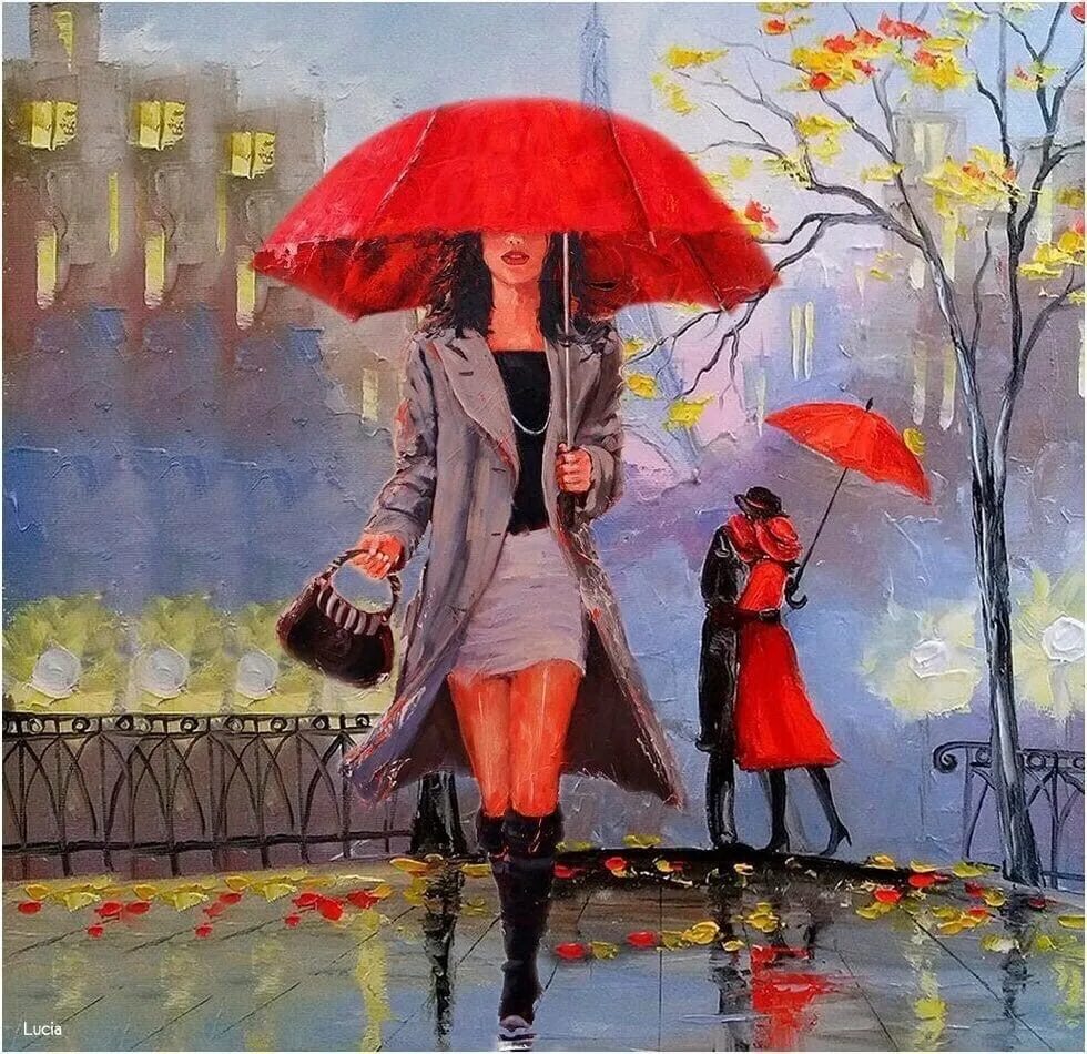Открытка дождливая погода. Дождливый день. Девушка с зонтом. Зонтики в живописи. Девочка под зонтиком.