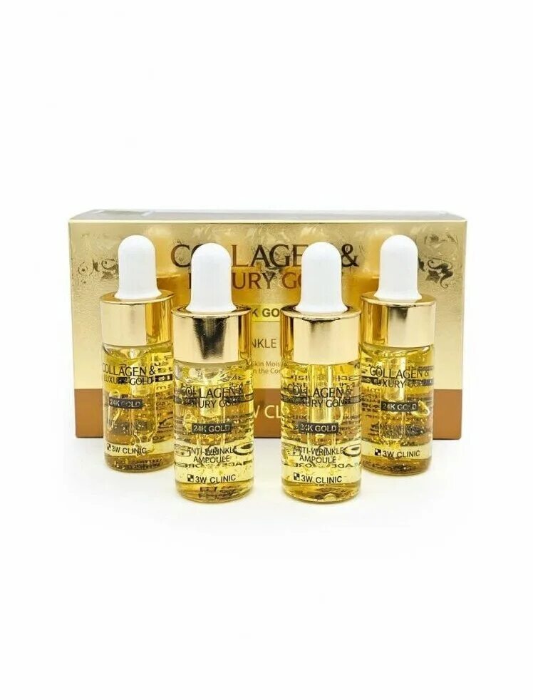 Gold anti. Сыворотка с золотом и коллагеном 3w Clinic Collagen & Luxury Gold Anti Wrinkle Ampoule 13 мл. 3w Clinic Collagen & Luxury Gold Anti Wrinkle Ampoule сыворотка с золотом и коллагеном. Сыворотка Collagen Luxury Gold 24k Gold 3w Clinic. 3w Clinic набор с золотом и коллагеном.