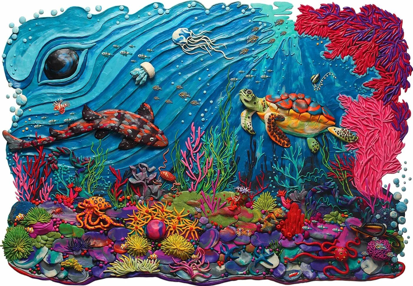 Пластилиновая живопись подводный мир. Подводное царство Анджело Моджетта. Морские обитатели из пластилина. Художник пластилина