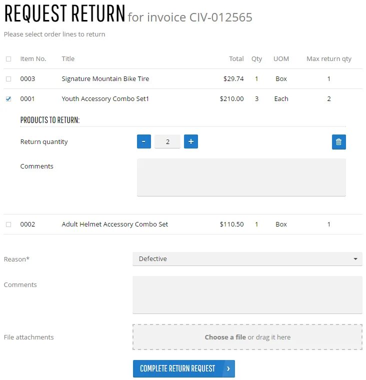 Order returned. Order returned