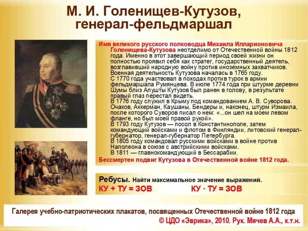 Герои отечественной войны 1812 календарь памятных дат