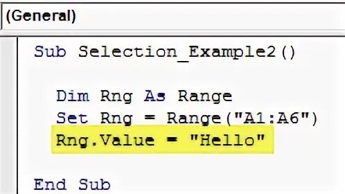 Selection vba