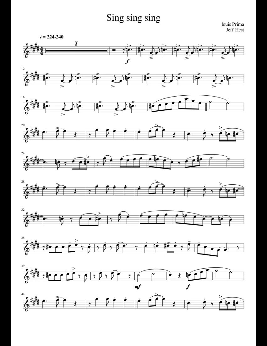 Sing sing ноты. Sing sing sing andrews sisters ноты. Sing, sing, sing (with a swing). Sing sing sing песня ноты. Sing sing sing песня ноты.