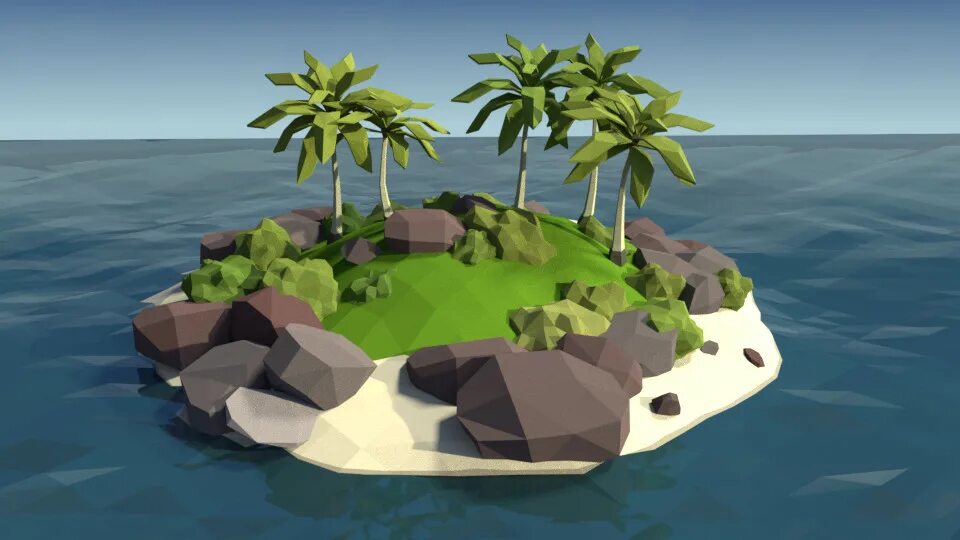 Html islands. Блендер Лоу Поли остров. Лоу Поли Оазис. Остров в Blender. Тропический остров Blender.