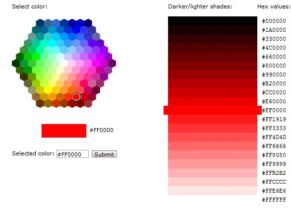 Selected color