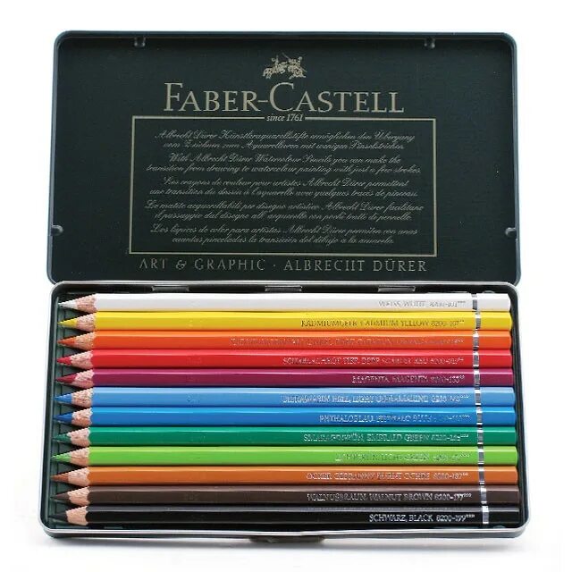 Faber castell акварельные. Акварельные карандаши Фабер Кастелл. Faber-Castell Albrecht Durer набор карандашей. Фабер Кастелл карандаши 12 цвета. Карандаши цветные Фабер Кастелл в металлической коробке.