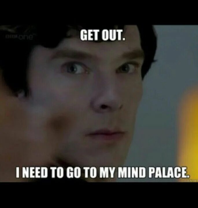 Need to get out. Get out i need to go to my mind palace. sherlock mind palace. sherlock mind palace meme.