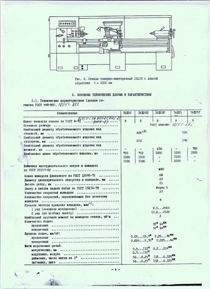 Техническая характеристика токарного станка