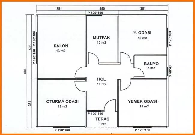 План дома 7 на 8 одноэтажный. "Ev 1-100" pdf Beam. Шаг ev. 100 М2. 1 3 от 120 м
