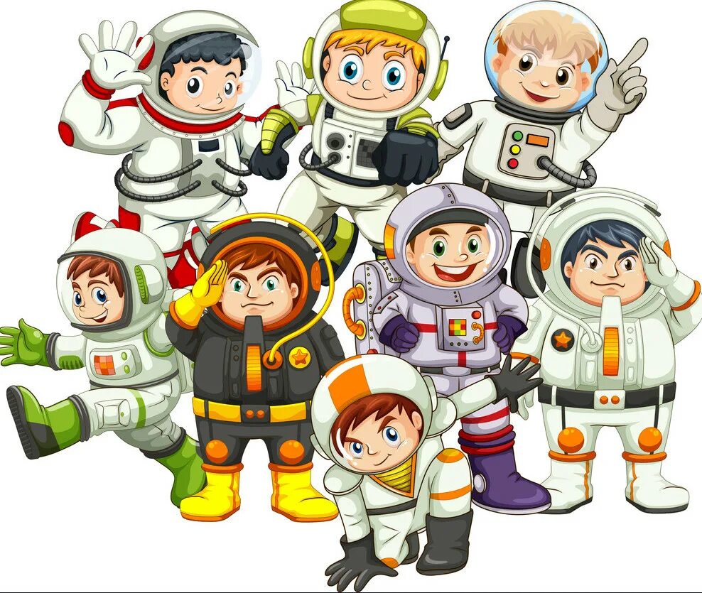 Мы космический отряд. Космонавт для детей. Мультяшные космонавты. Много Космонавтов дети. Команда дети - космонавты.