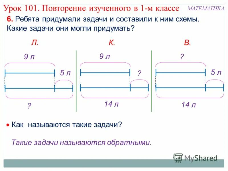 Схема задачи первый класс