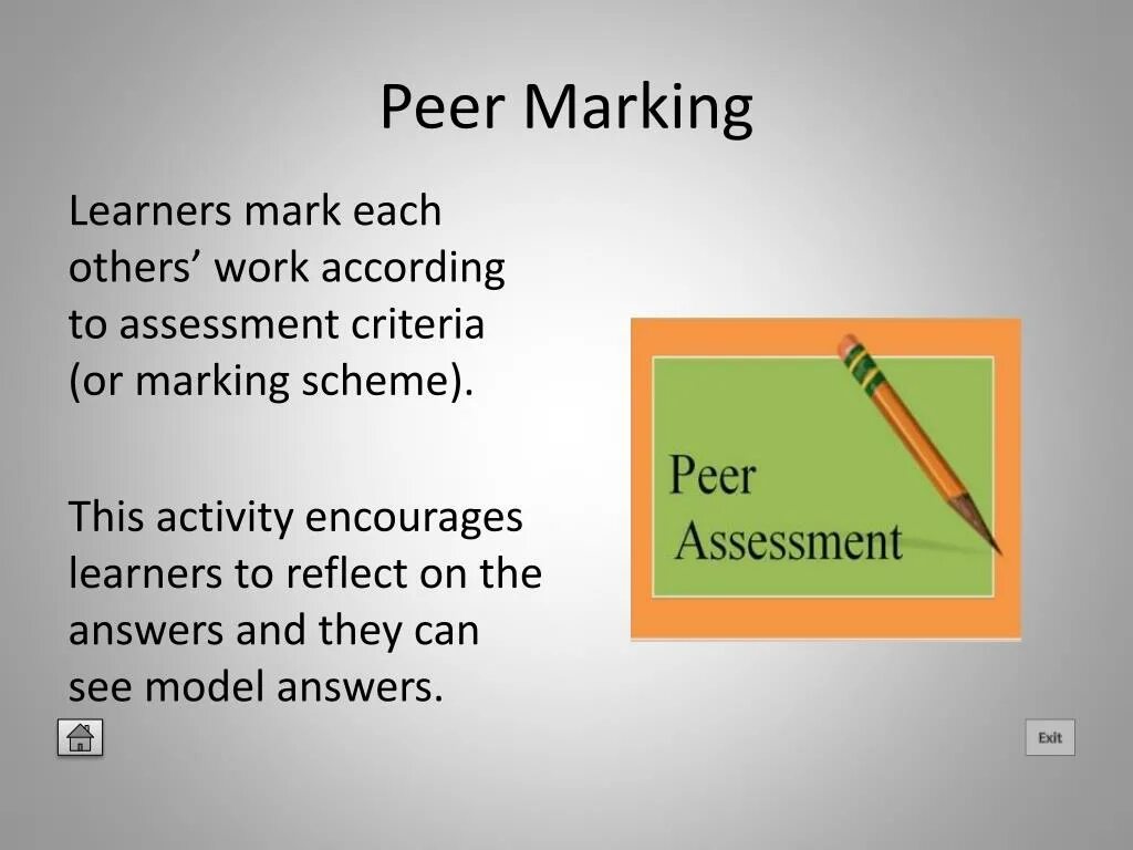 Peer marking. Предложения с each other. Peer Assessment title. Learning Mark.