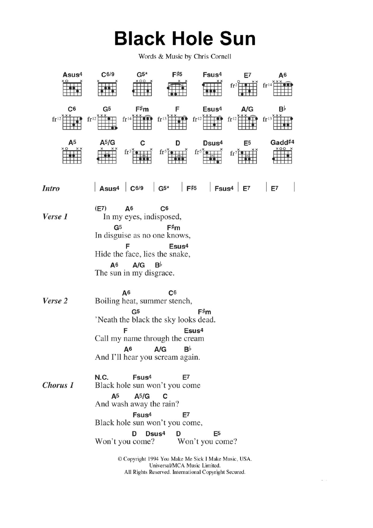 Here comes the sun аккорды. Black hole Sun текст. Аккорды Black hole Sun. Black hole Sun Ноты. Black hole Sun Tabs.