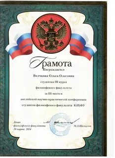 Грамота за высокий профессионализм