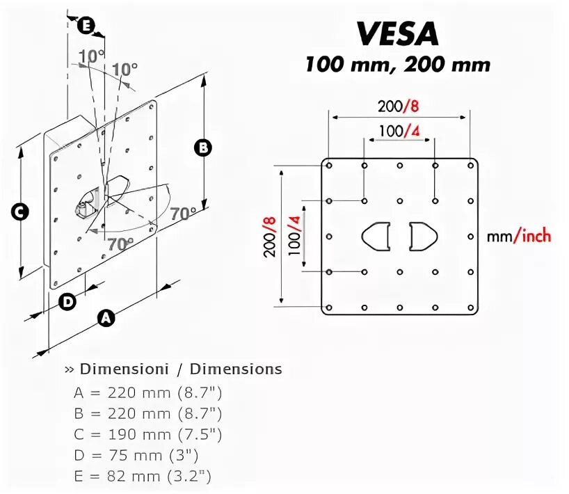 Размер крепежных отверстий. VESA 100x100 чертеж. Схема крепления VESA 200x300. VESA 43 дюйма. Стандарт крепления VESA 100 X 100.