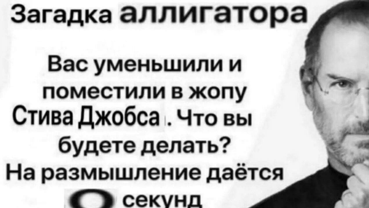 Почему запретили стив. Загадка Стива Джобса. Загадка от Стива Джобса Мем. Загадка Стива Джобса про аллигатора. Загадки Стива Джобса с ответами.