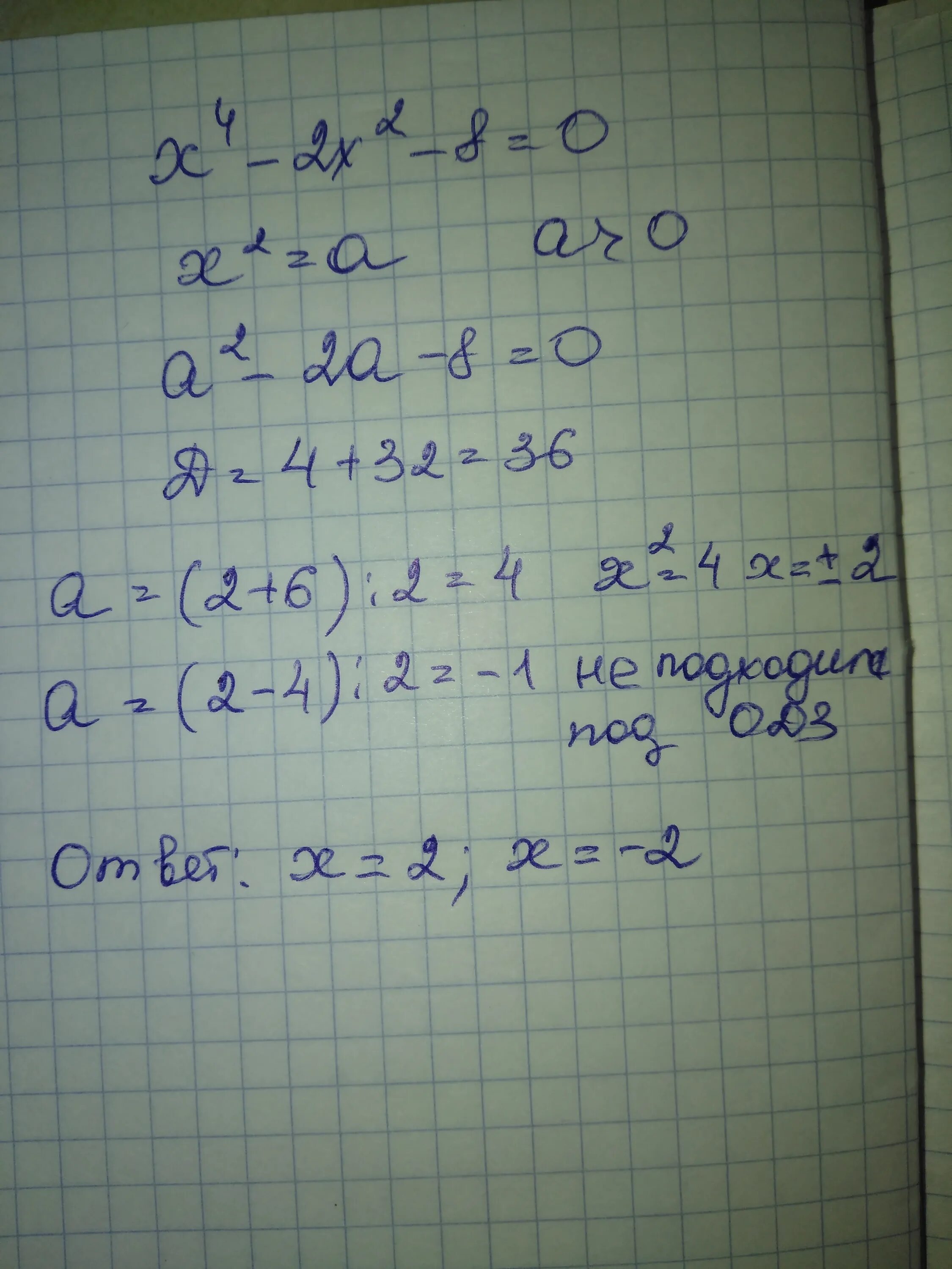 Х4 + х2 — 2 = 0;. Х2-4=0. -4х^2+8х-4. А2х4. Уравнение х 2 х2 4 0