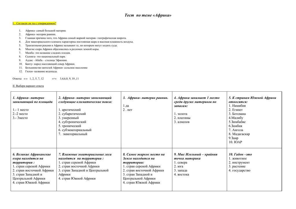 Тест по африке 11 класс. Тест по теме Африка. Тест с ответами по теме Африка. Тест по теме Африка 7 класс с ответами. Тест по теме Африка карта.