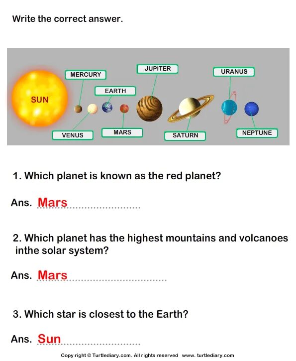 Planets questions