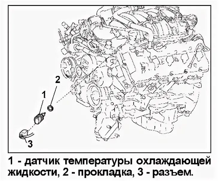 Схема расположения датчика температуры охлаждающей жидкости Датчик температуры ВАЗ-2114-2115-2113
