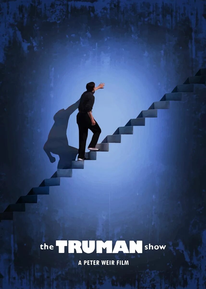 Шоу трумана на телефон. Джим Керри шоу Трумана лестница. Шоу Трумана лестница в небо. Труман из шоу Трумана. The Truman show Постер.