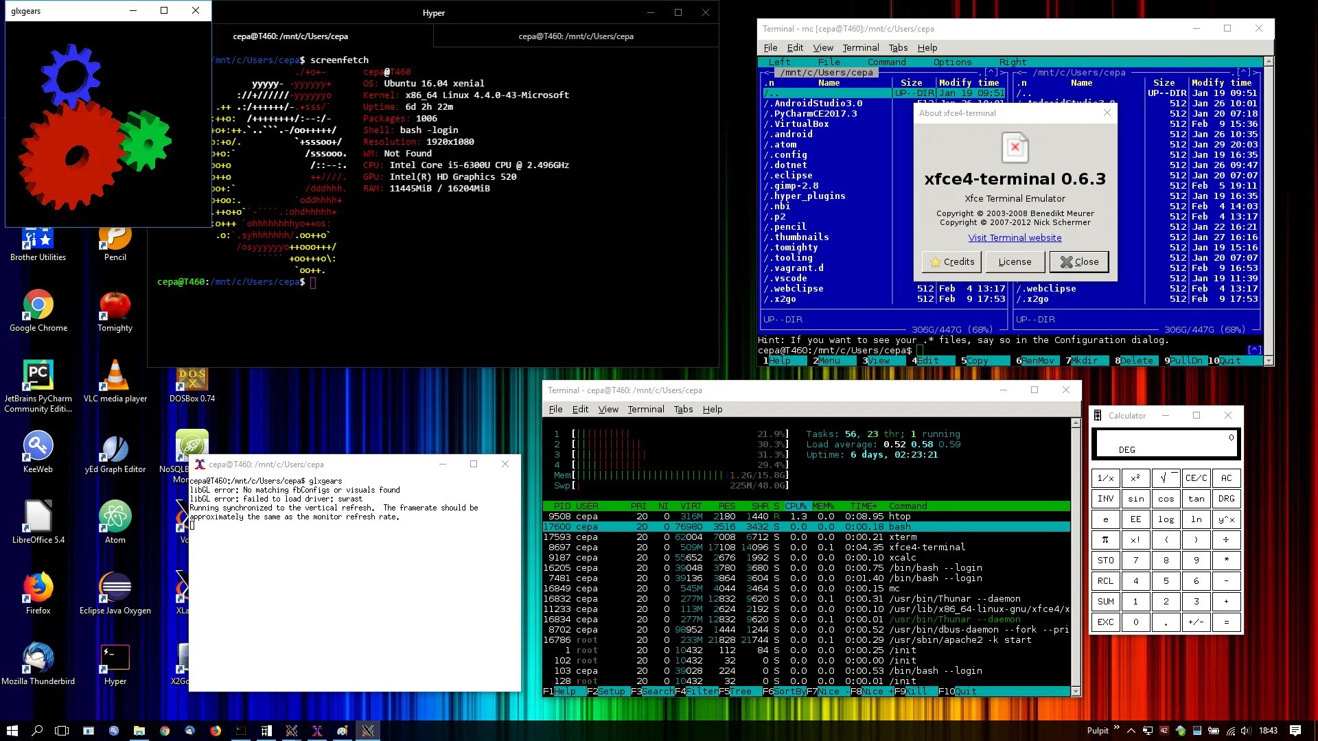 Эмулятор windows для linux. Biglinux. aptosid 2019 linux. pc at&amp;t unix emulator for windows. glxgears.