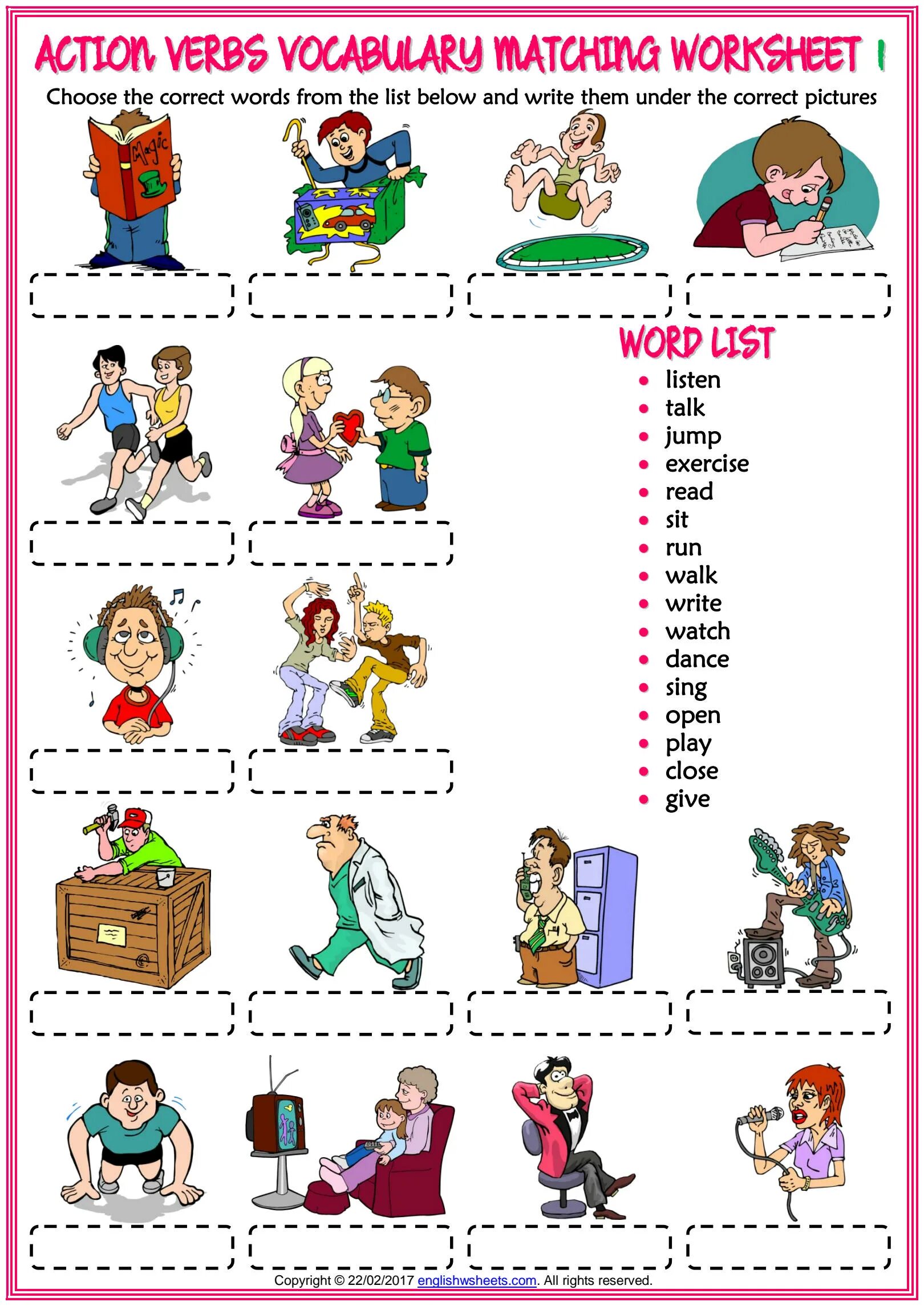Глаголы действия. Задания на английском для детей. Actions worksheets for kids. Verbs of action задания. Упражнения на английские глаголы для детей.