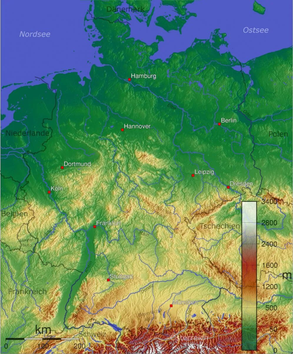 Карта рельефа Германии. Рельефная карта Германии. Физическая карта Германии. Физическая карта Гиркании. Какие горы на территории германии